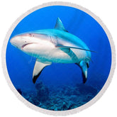 Lofaris Terrifying Deep Sea Shark Pattern Round Beach Towel